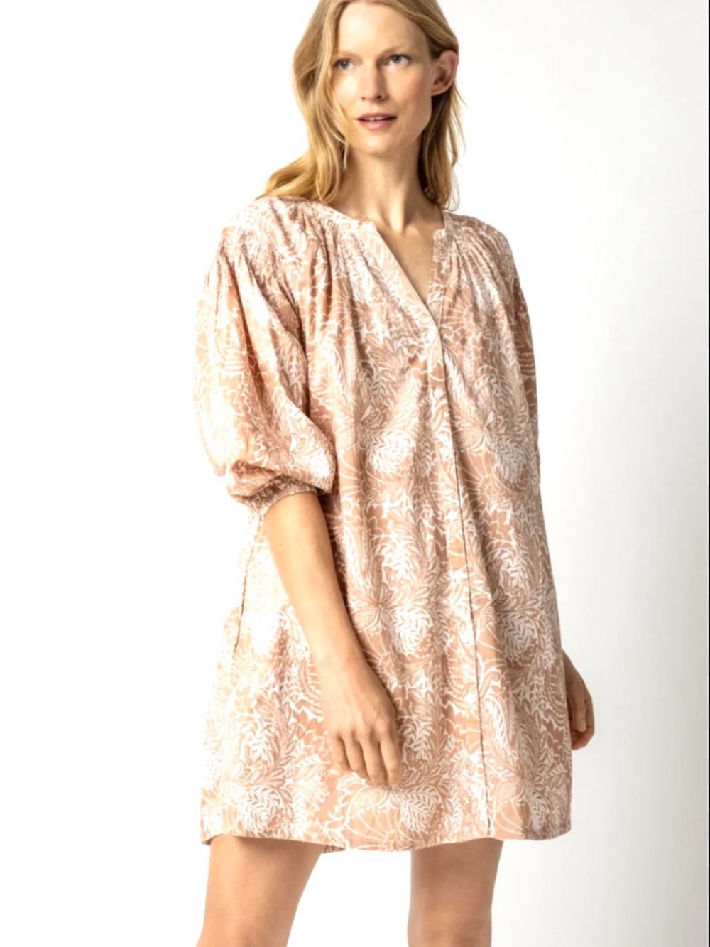 Lilla P Bracelet Sleeve Button Down Dress Size Small